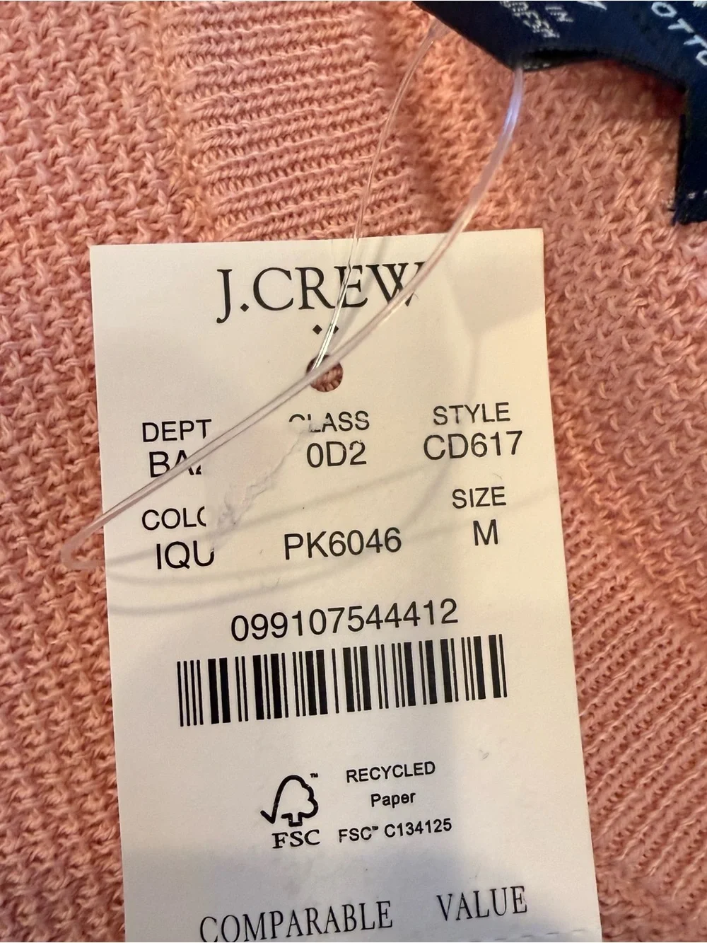 J Crew Mens Lightweight Cotton Waffle Knit Crewneck Sweater Pink Sz M NWT